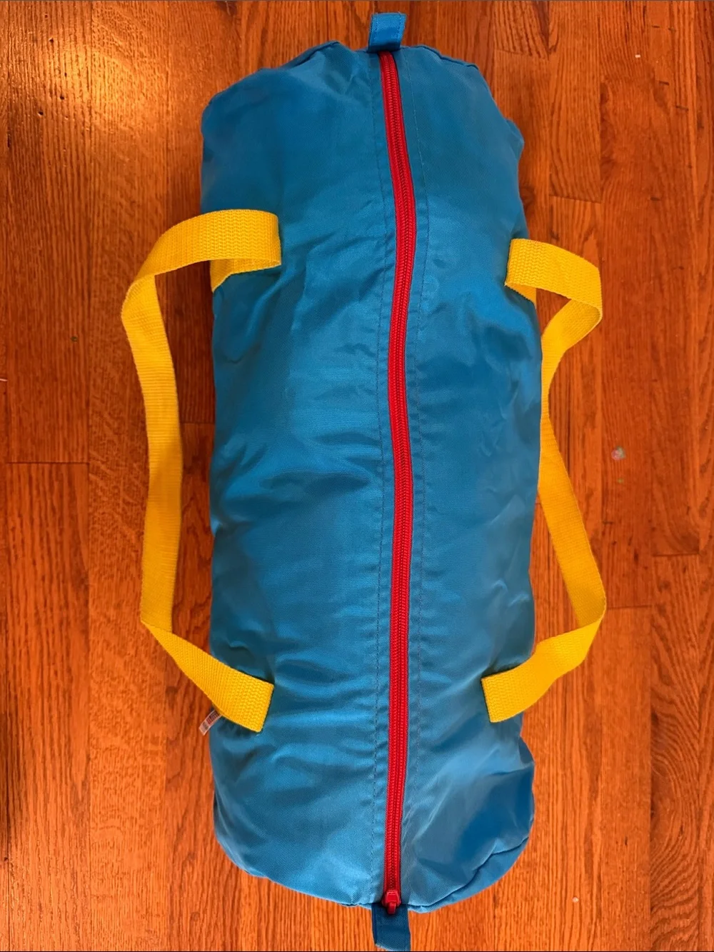 American Apparel Nylon Gym Bag - Blue/Yellow/Red, 2010s